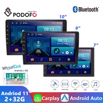 Podofo 2 Din Автомагнитола Android Мультимедийный видеоплеер авторадио для Volkswagen Toyota Nissan KIA Ford Carplay GPS