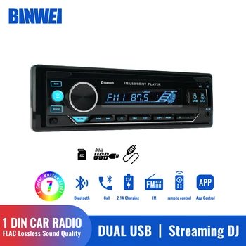 BINWEI 1 din Автомобильный Радиоприемник Bluetooth Стерео MP3-плеер Аудио FM Aux Входной приемник 12V USB Мультимедийный Авторадио-плеер SD/TF/USB