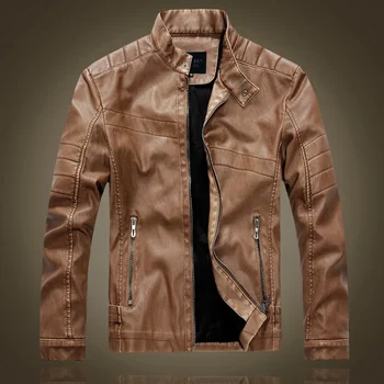 Весенне-Осенняя Новая Модная Мужская Мотоциклетная Кожаная куртка, Модное пальто