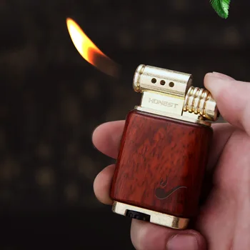 Новая газовая зажигалка из сандалового дерева, Креативная личность, Ретро-зажигалка с открытым пламенем, Высококачественная Подарочная коллекция