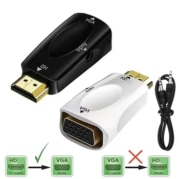 Адаптер HDMI-совместимый с VGA с аудиокабелем 3.5 Jack, конвертер Full HD 1080P для мужчин и женщин Для проектора дисплея портативного ПК