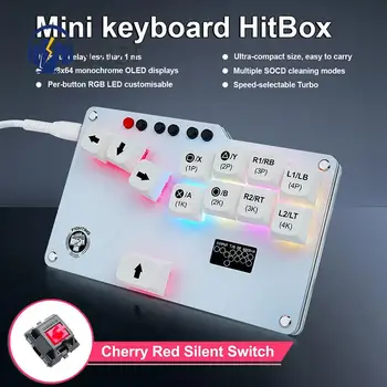 Игровой контроллер Fighting Box Mini Hitbox Arcade Stick Игровая клавиатура RGB LED Light Cherry MX Бесшумный переключатель для ПК/ PS3 /PS4/Steam Deck