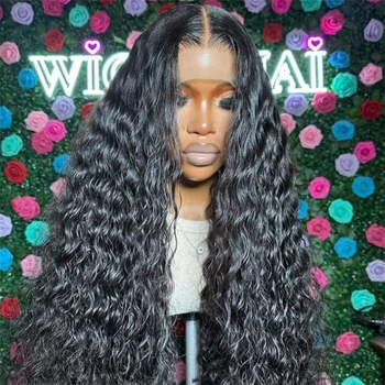 Натуральный Черный Мягкий Бесклеевой парик длиной 26 дюймов с предварительно выщипанными кудрявыми кружевами 180 плотности для женщин с ежедневным косплеем BabyHair