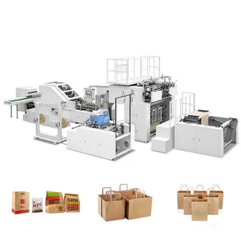 Полностью автоматическая машина для изготовления крафт-пакетов для покупок, машина для изготовления бумажных пакетов с квадратным дном, Машина для изготовления бумажных пакетов цвета Хаки