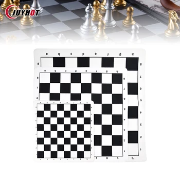 Черно-белая портативная складная шахматная доска 43 см 51 см из искусственной кожи, мягкая турнирная шахматная доска, классическая детская развивающая игра