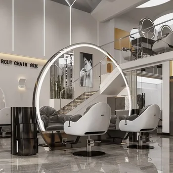2023 Новое большое зеркало в парикмахерской, настольное парикмахерское одностороннее двустороннее напольное зеркало с лампой, специальное зеркало для парикмахерской