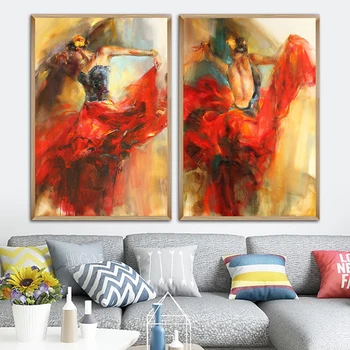 Испанский классический танец Фламенко, Настенный художественный плакат, современное украшение для дома в гостиной, холст, живопись, настенные принты, картины, произведения искусства