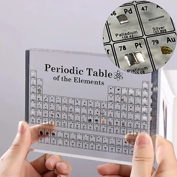 Периодическая таблица элементов, настольный дисплей с реальными элементами, подарки для обучения детей, Акриловая периодическая таблица химических элементов для дома