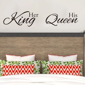 Ее Король Его Королева Наклейка На стену Главная Спальня Ванная Комната Виниловая Наклейка На стену Влюбленная Пара Муж Жена Декор