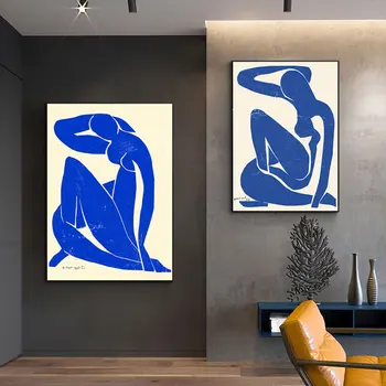Абстрактное украшение дома, холст, живопись, французский Анри Матисс, плакаты в синем стиле ню, HD Печать, Настенная картина для гостиной