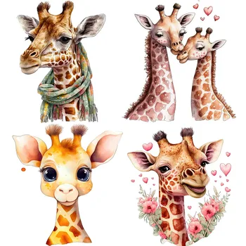 Three Ratels Q5, милые акварельные наклейки с мультяшными животными в виде жирафа для детской спальни, наклейки на стену