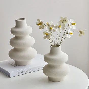 Украшение керамической вазы в Скандинавском стиле, Белая ваза, современное украшение дома, Цветочный горшок, украшение вазы, украшение гостиной