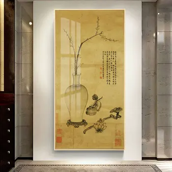 Китайский классический Натюрморт, холст, живопись, плакаты и принты на крыльце, картины для гостиной, настенное искусство в коридоре, Декор для домашнего кабинета