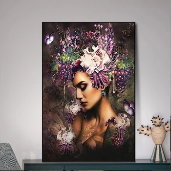 Женский портрет, плакат в стиле поп-арт и принт, абстрактная живопись на холсте, модная художественная картина, плакат для украшения стен (без рамки)