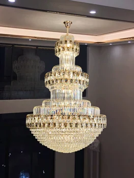 Индивидуальный современный Изысканный вестибюль отеля Villa Mall, Роскошный Хрустальный Подвесной светильник, Длинная люстра, освещение
