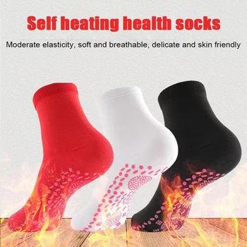 Самонагревающиеся носки Грелка для ног Теплые массажные носки Моющиеся хлопковые носки до середины икры Зимние