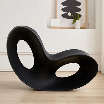 Скандинавское кресло-качалка для гостиной Lazy Resine, эргономичный балкон, дизайнерские стулья из черного пластика, милая детская мебель для дома Silla Nordica