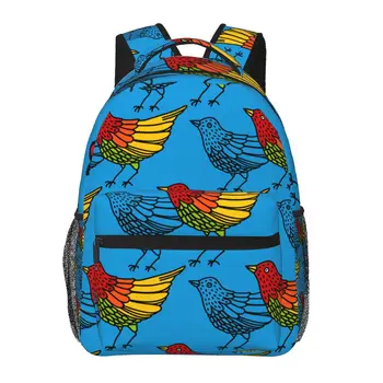 Модный школьный рюкзак с красочной нарисованной птицей, рюкзак для подростков, школьная сумка для девочек и мальчиков Mochila