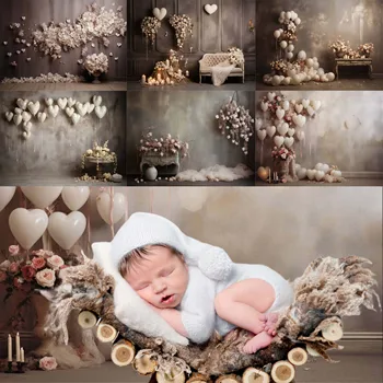 Винтажные фоновые фотографии для украшения детского дня рождения, виниловый фон Econ, Ретро коричнево-серый рисунок на стене
