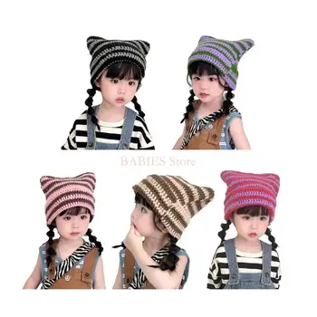 Теплая зимняя шапка C9GB для мальчиков и девочек с ушками дьявольской кошки на возраст от 3 до 15 лет