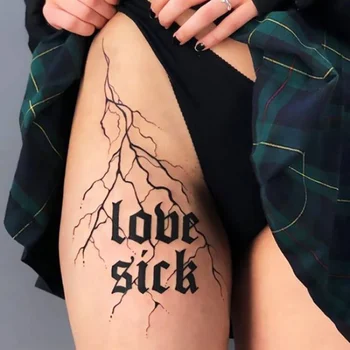 Водонепроницаемая временная татуировка наклейка Love Sick Английские слова Sexy Root Поддельная татуировка Флэш Тату Искусство переноса воды для женщин мужчин