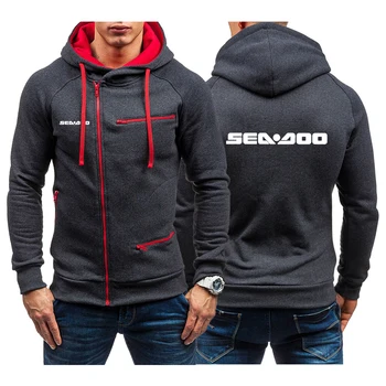 Новая толстовка с принтом Sea Doo Seadoo Moto, мужская толстовка с диагональной молнией и длинным рукавом, повседневный пуловер, уличная толстовка