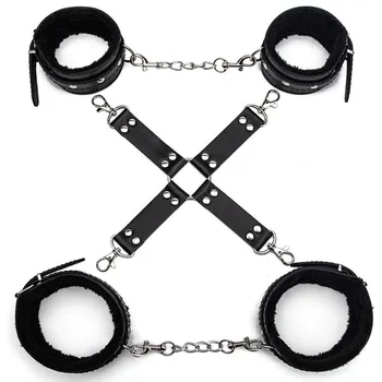 SM Реквизит Скрещивающиеся наручники Наручники для ног Забавный набор секс-игрушек Альтернативные товары для взрослых на кровати