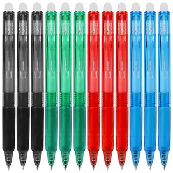 Выдвижные стираемые Гелевые ручки, острие 0,7 мм, Устраняют ошибки, Удобный захват, Для рисования и письма, 12 упаковок, просты в использовании