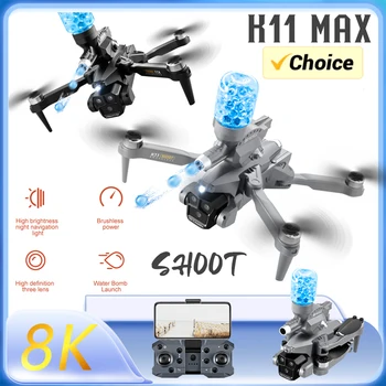 Складной Квадрокоптер K11 Max 8K Drone с водяными бомбами Профессиональная аэрофотосъемка самолета с тремя камерами для обхода препятствий