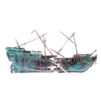 Аквариумный Декоративный Корабельный Орнамент, Тонущий Пират Корсар, Разбитая Потерпевшая Кораблекрушение Потрепанная Лодка, Тонет с Воздушным приводом от дополнительного воздушного насоса