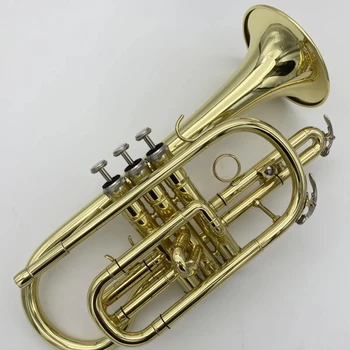 Профессиональный корнет Golden B-key импортный латунный позолоченный рожок профессионального уровня для игры на джазовом инструменте