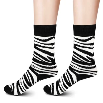 Носки Zebra Crew для женщин и мужчин, дышащие, модные, черные, средней длины