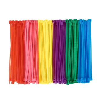 600 штук (100 за цвет) Маленьких цветных завязок-молний, 4-дюймовые разноцветные завязки-молнии для украшения сетчатых гирлянд