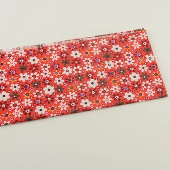 1 штука 50 см x 50 см красные хлопчатобумажные ткани с цветочным принтом в стиле пэчворк, предварительно вырезанные из толстой четверти ремесла, текстильная швейная ткань tecido