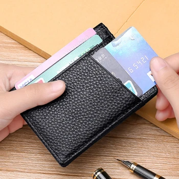 Супертонкий мягкий кошелек из натуральной кожи, мини-держатель для кредитных карт, Кошельки, Тонкие Маленькие Держатели для карт, Мужской кошелек