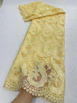 2023 Высококачественная Африканская Нигерийская Тюлевая Кружевная ткань С Вышивкой пайетками Элегантное Французское Гипюровое Свадебное платье из бисера 5 ярдов