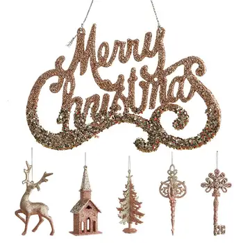 Розовый Домик, Подвеска на елку, Изысканные И элегантные Подвески для Рождественской елки, товары для домашнего декора, украшения для окон, стен