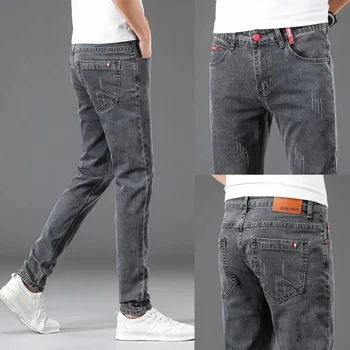 323 весенне-осенние новые модные классические цветные брюки в стиле ретро, повседневные мужские тонкие удобные джинсы-стрейч высокого качества 27-38