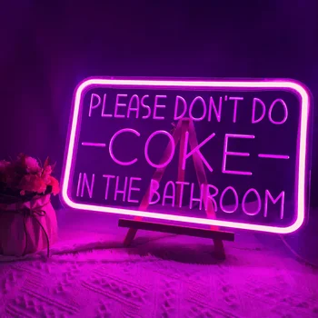 Пожалуйста, не употребляйте кока-колу в ванной Неоновая вывеска, вырезанная по индивидуальному заказу для украшения комнаты Светодиодная светящаяся буква на декоре стены