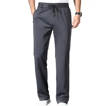 Мужские брюки Эластичные мужские повседневные брюки с карманами, быстросохнущие брюки прямого кроя для комфортного ношения в течение всего дня во всю длину