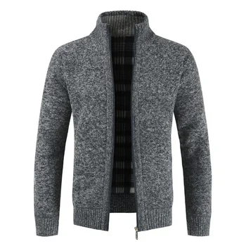 2023 Новый мужской кардиган на молнии, верхняя одежда, повседневный вязаный свитер со стоячим воротником, модный повседневный свитер