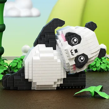 Конструктор Kawaii Panda Exercise Micro, собранная модель Panda Drink Water, мини-фигурки из кирпича, игрушки для детей, Рождественский подарок
