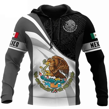 Толстовки с принтом национального флага Мексики для мужчин, модный 3D рисунок Орла, новинка в толстовках, пуловер оверсайз в стиле хип-хоп Харадзюку