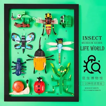 Строительные блоки Mini Insect 7004 Члена Королевства насекомых Десять двухрежимных трансформационных детских игрушек-головоломок