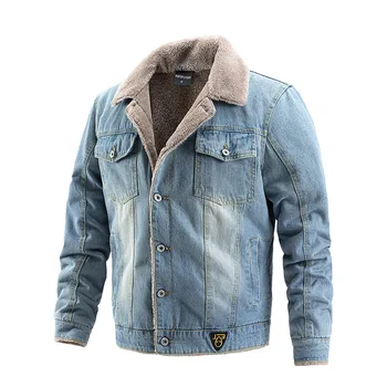 Модная мужская джинсовая куртка нового поколения, осенне-зимняя куртка, плюшевая повседневная мужская верхняя одежда