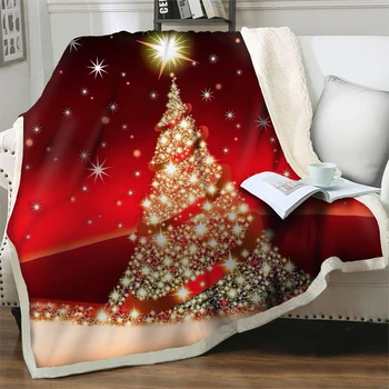 Сказочные флисовые одеяла с 3D принтом Веселой Рождественской елки для кроватей, дивана, пикника, Толстые одеяла, Домашнее покрывало, Шерп-плед