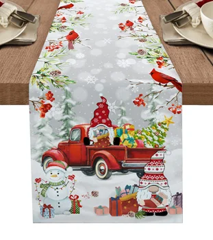 Рождественский грузовик, настольная дорожка в виде снеговика, Свадебная вечеринка, Обеденный стол, Скатерть, Салфетка, украшение домашней кухни