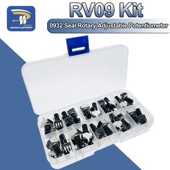 Комплект RV09 Вертикальный Вал 12,5 мм 1K 2K 5K 10K 20K 50K 100K 1M 0932 Регулируемый Резистор 9 Тип 3-Контактное Уплотнение Поворотный Потенциометр