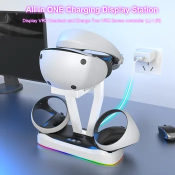 Для PS VR2 Двойной Контроллер Магнитная Зарядная Док-станция С RGB Подсветкой для PS5 VR2 Консоль Для Очков Подставка Для Хранения VR Ручка Зарядная База