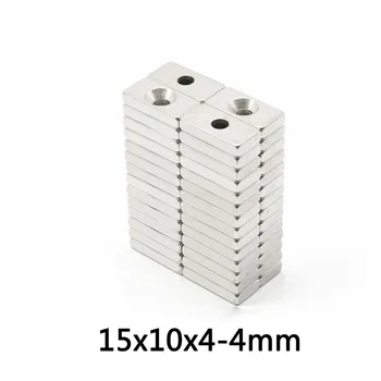 50 ~ 200PCS15x10x4-4 N35 Квадратные мощные маленькие магниты с потайным отверстием 4 мм Неодимовый магнит 15x10x4mm NdFeB Магнитный 15*10*4- 4 мм
